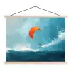 Kitesurfer - Oranje - Zee - Lucht textielposter latten blank klein -3d