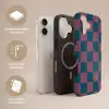 Schaakbord print - Blauw - Rood - Blokjes Toughcase MagSafe Apple iPhone 17 klein -USP_Lagen_NL