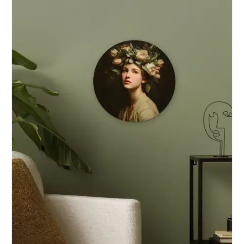 Bloemenstilte - Vrouw - Portret Wandcirkel kunststof plaat 5mm dik klein -sfeer3