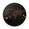 Wereldkaart - Espresso - Zwart Wandcirkel aluminium klein -3d
