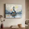 Buddha - Goud - Abstract - Modern Textielframe zwart klein -sfeer3