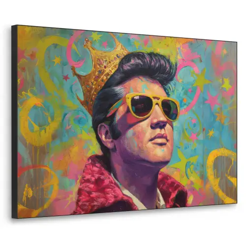 Kleurrijk portret - Kroon - Sterren Textielframe zwart klein -3d