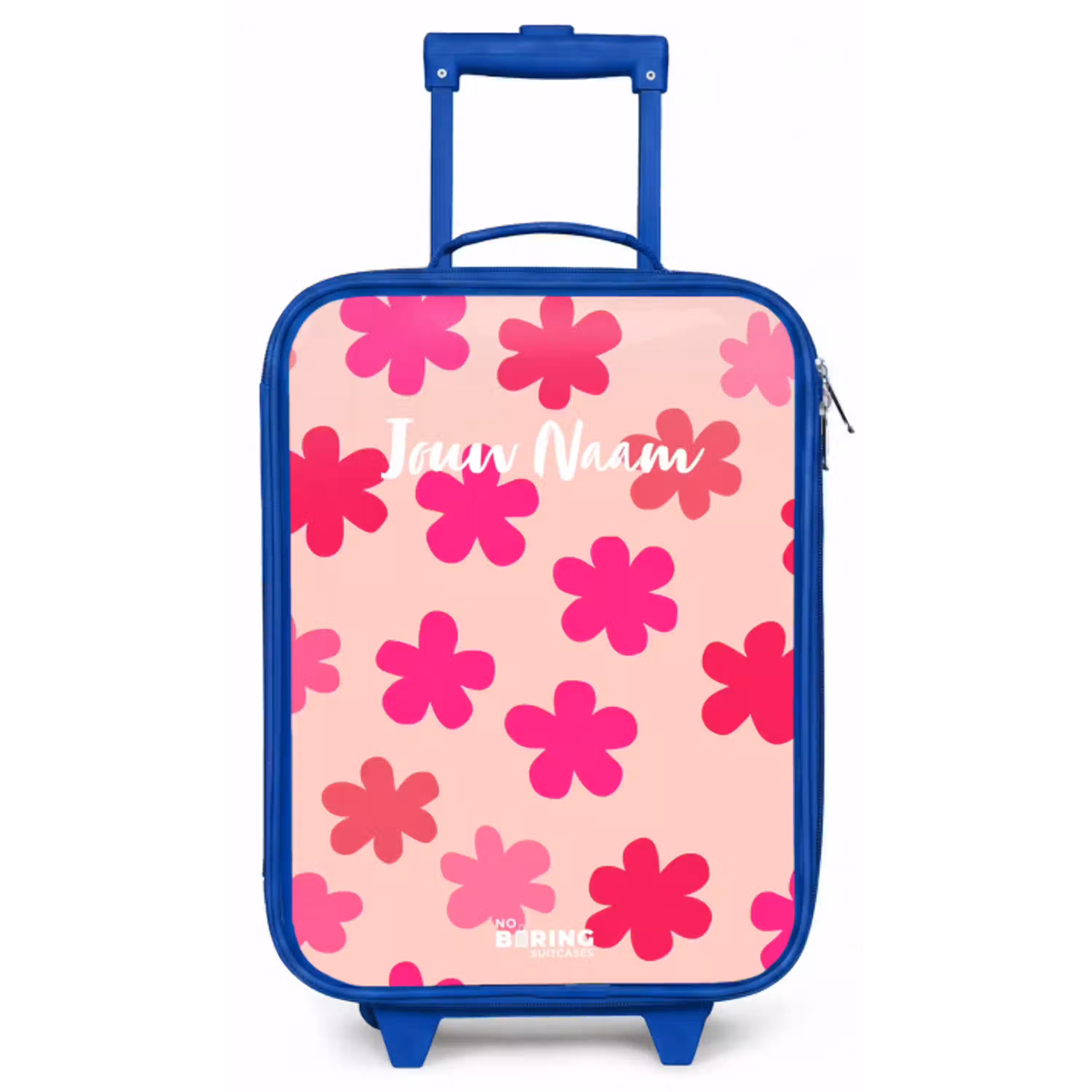 Roze bloemen Kinderkoffer - Blauw klein -zz3dotto