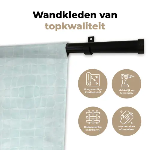 Krokodil - Leer - Mint - Groen Wandkleed katoen klein 269 -sfeer2