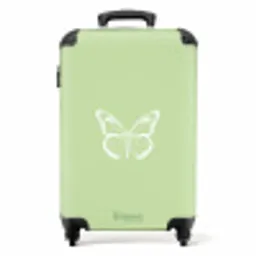 Groene achtergrond met witte vlinder NBS - Handbagage koffer - Unisex middel -productfoto_recht