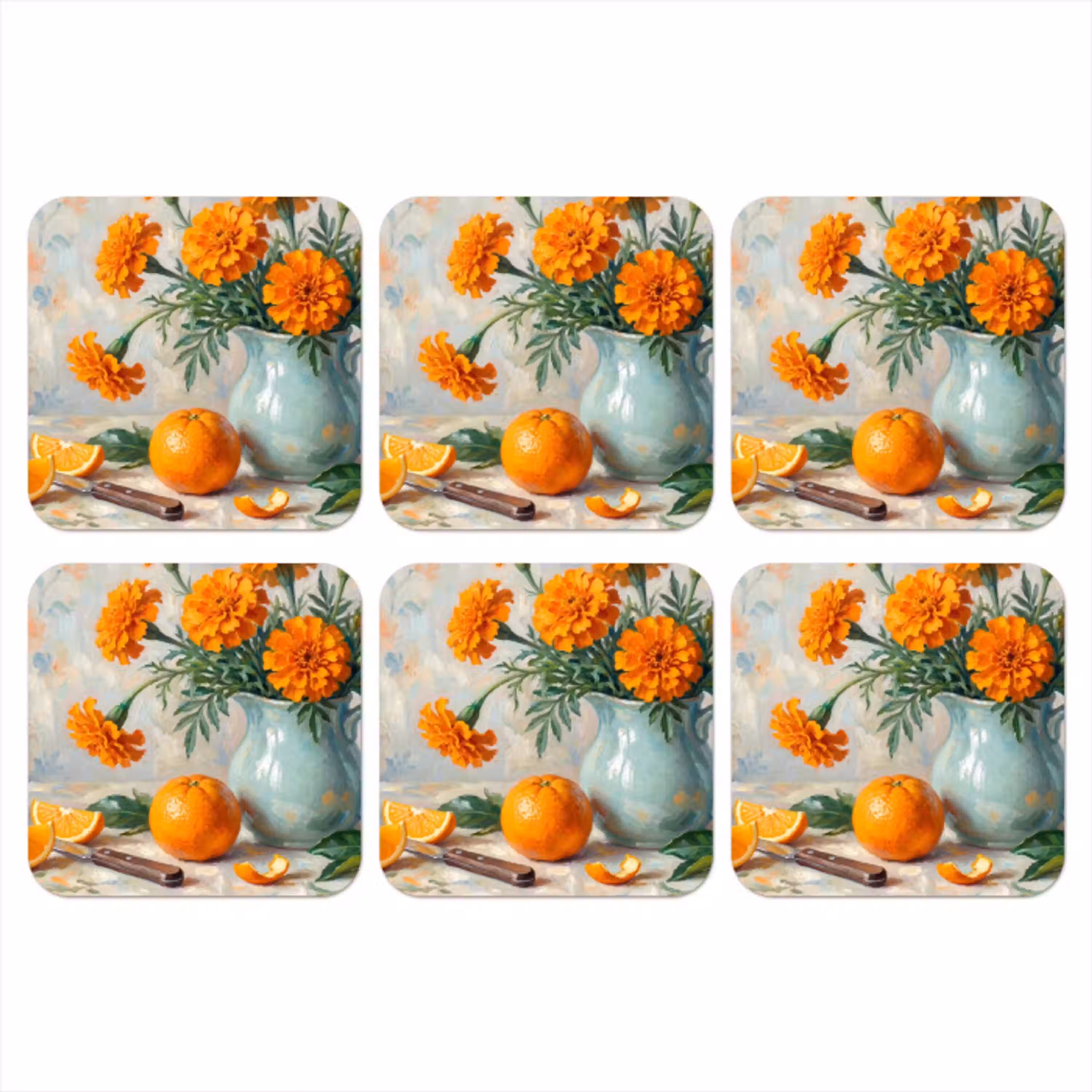 Eten - Oranje - Kunst onderzetter kurk middel -3d