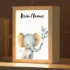 Olifant - Dier - Pastel kleuren Light Box met kabel (Kinderlampje) klein -zzz_3d_website