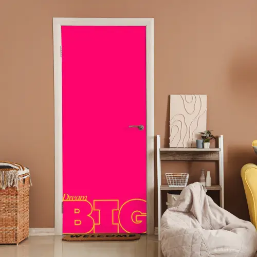 Minimalistisch - Roze - Dream big - Grafisch deurposter klein -sfeer1