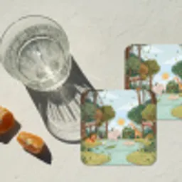 Jungle - Oase - Dieren - Kleurrijk onderzetter kurk middel -sfeer4