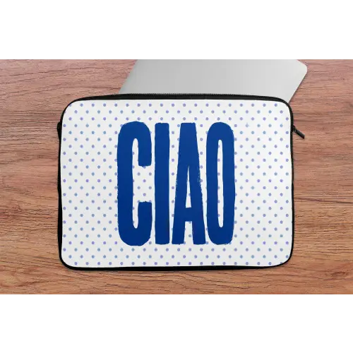 Ciao - Blauw - Stippen laptophoes neopreen klein -tafel