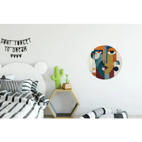 Geometrisch - Strakke vormen - Kleurrijk Wandcirkel aluminium klein -kinderkamer