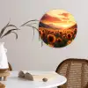 Zonnebloemen - Zonsondergang - Landschap Wandcirkel plexiglas klein -sfeer4