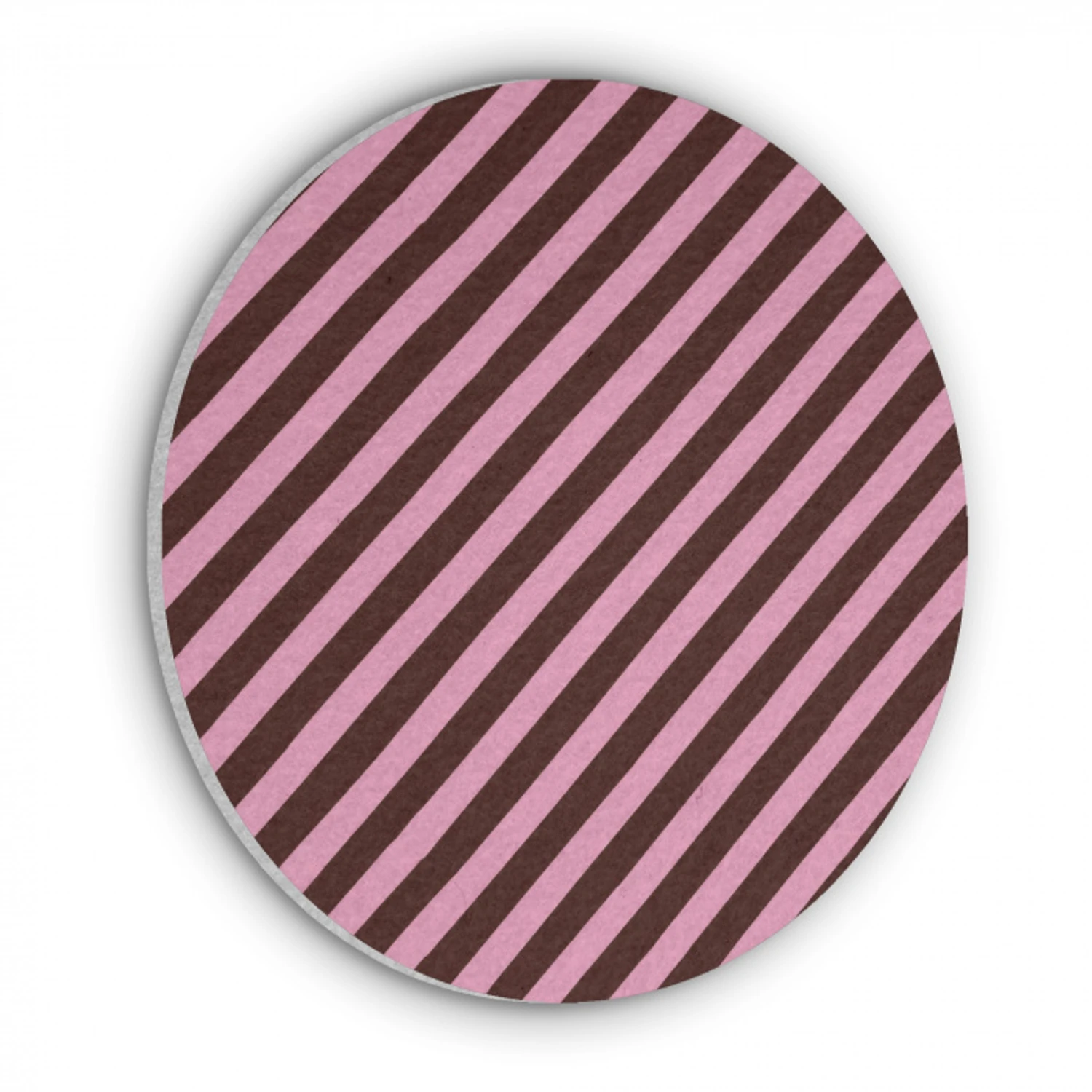 Strepen - Roze - Bruin Akoestische PET Vilt - Rond klein 838 -3d