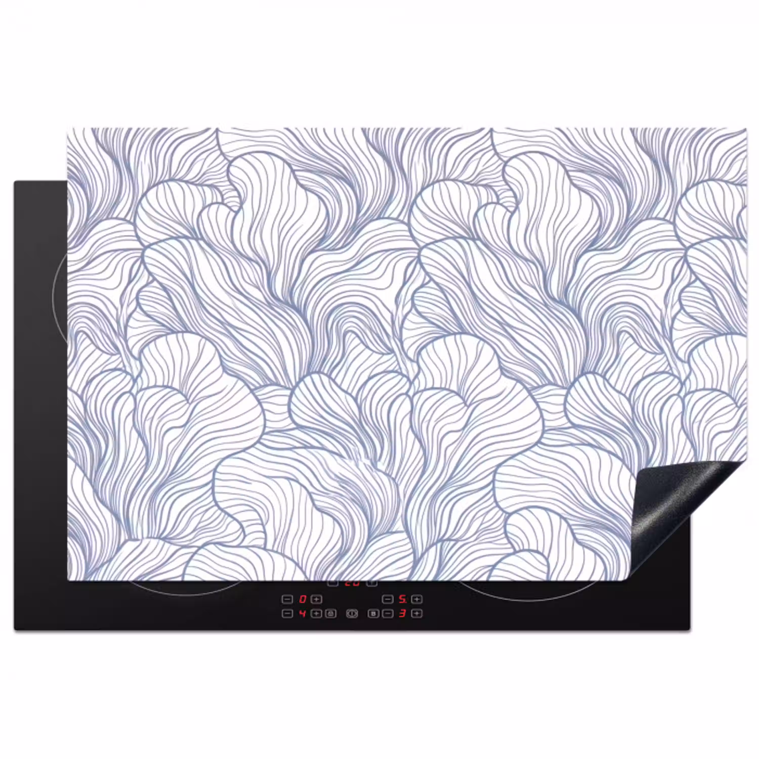Patroon - Lijnen - Organisch - Abstract - Blauw Inductie beschermer vinyl 3mm klein -3d