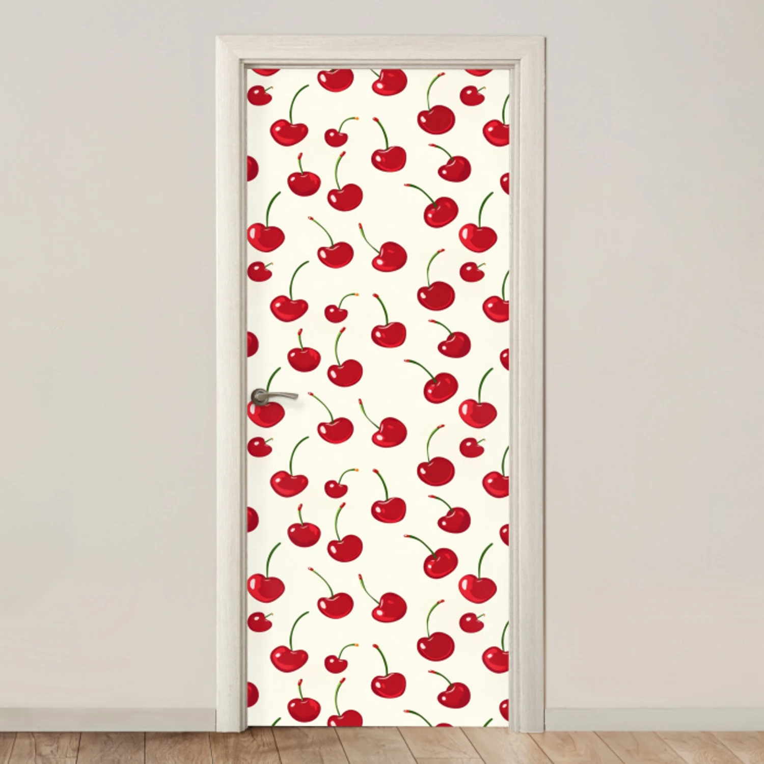 Kersen - Minimalistisch - Rood deurposter klein 289 -3d_beige