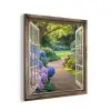 Doorkijk - Tuin - Raam - Hortensia - Bloemen aluminium wit klein -3d