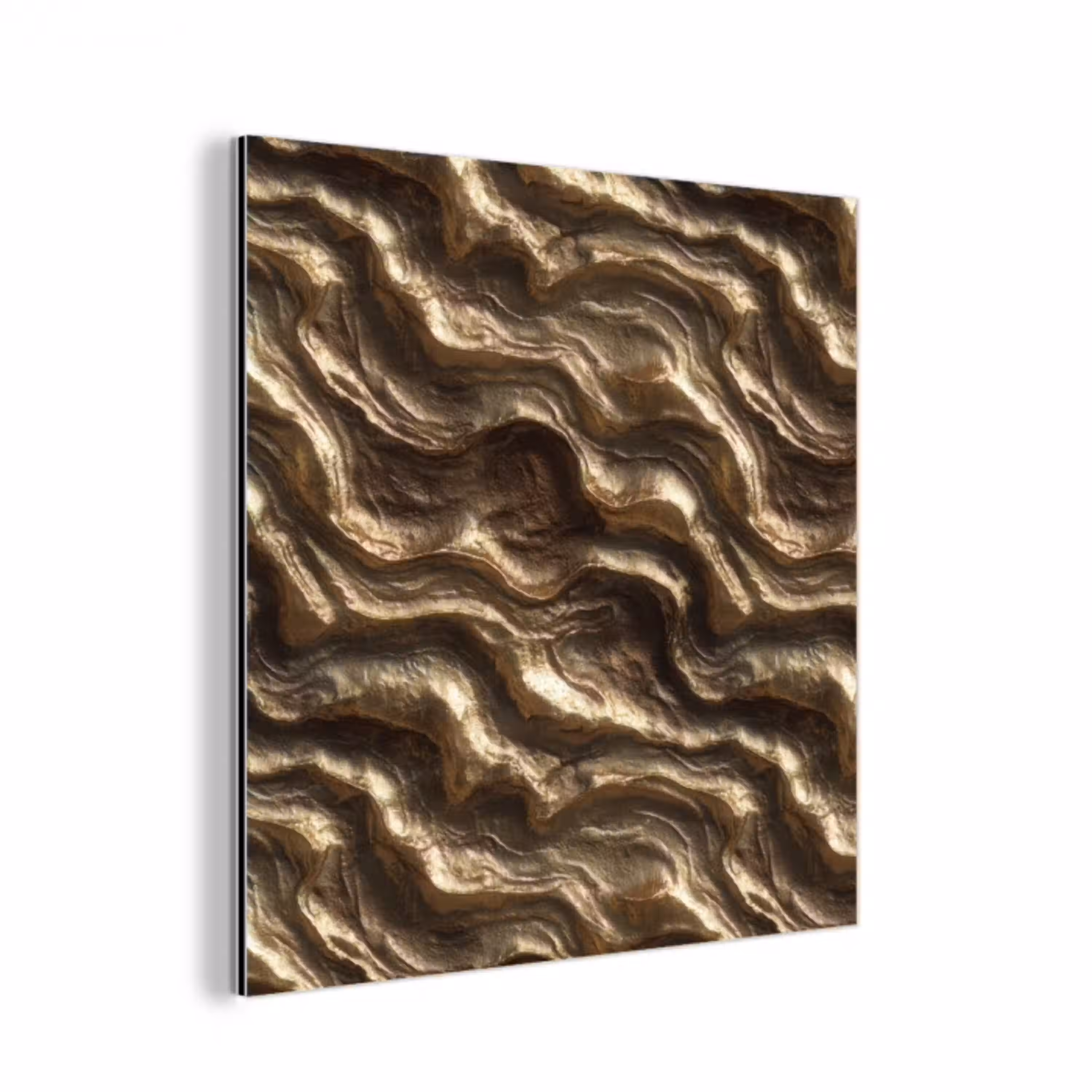 Reliëf - Golven - Abstract - Bronsgoud aluminium wit klein 46 -3d