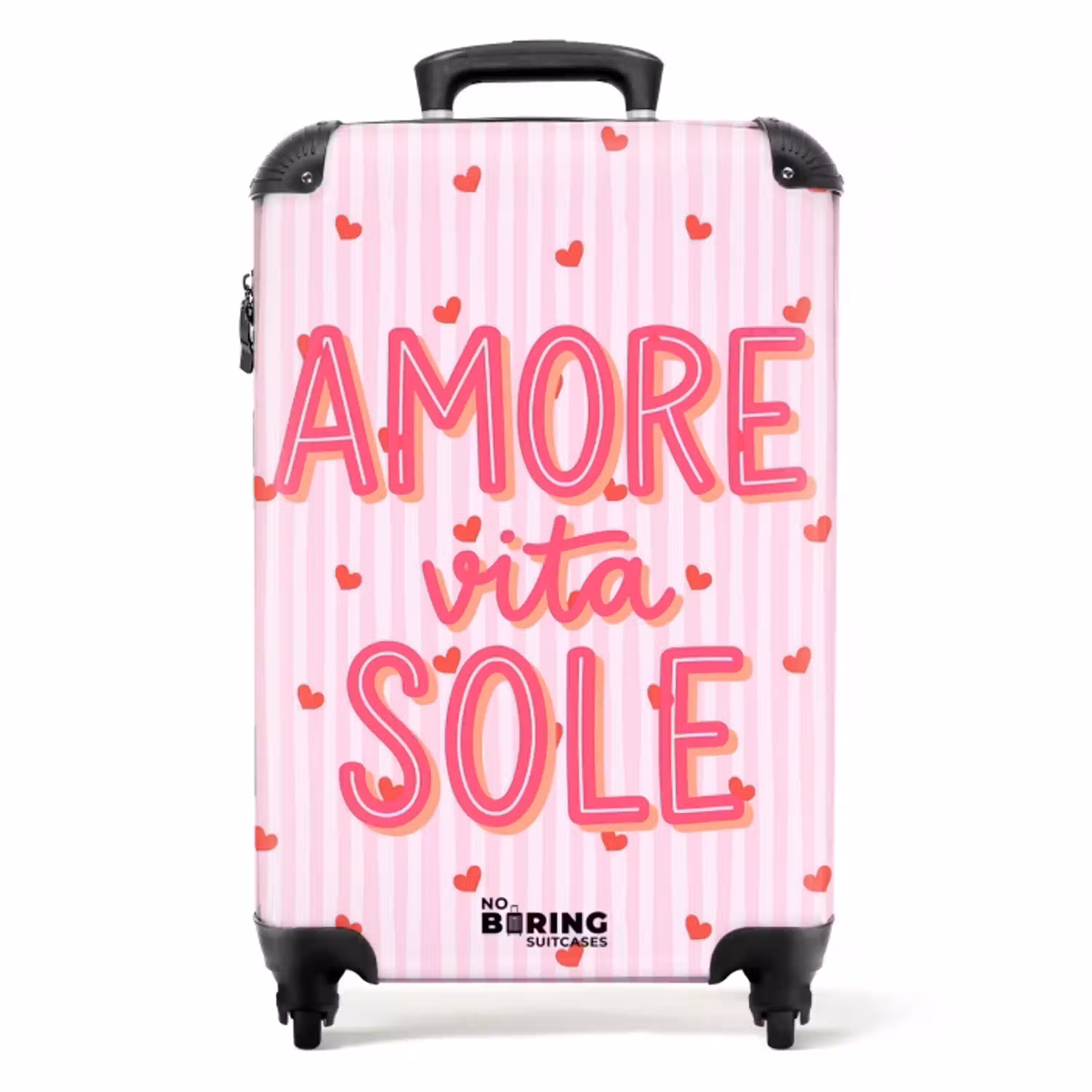 Amore vita sole - Roze - Hartjes NBS - Handbagage koffer - Volwassenen Unisex middel -productfoto_recht