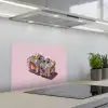 Sushi - Rolletjes - Steentjes - Kleurrijk keuken achterwand spatscherm klein -3d_schuin
