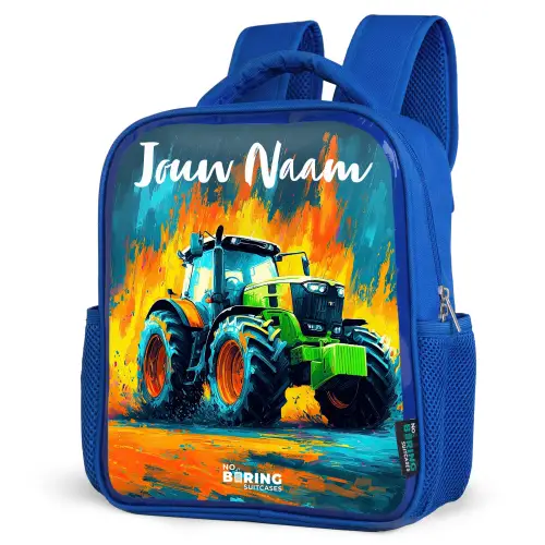 Abstract - Tractor - Groen Kinderrugzak - Blauw middel -schuin