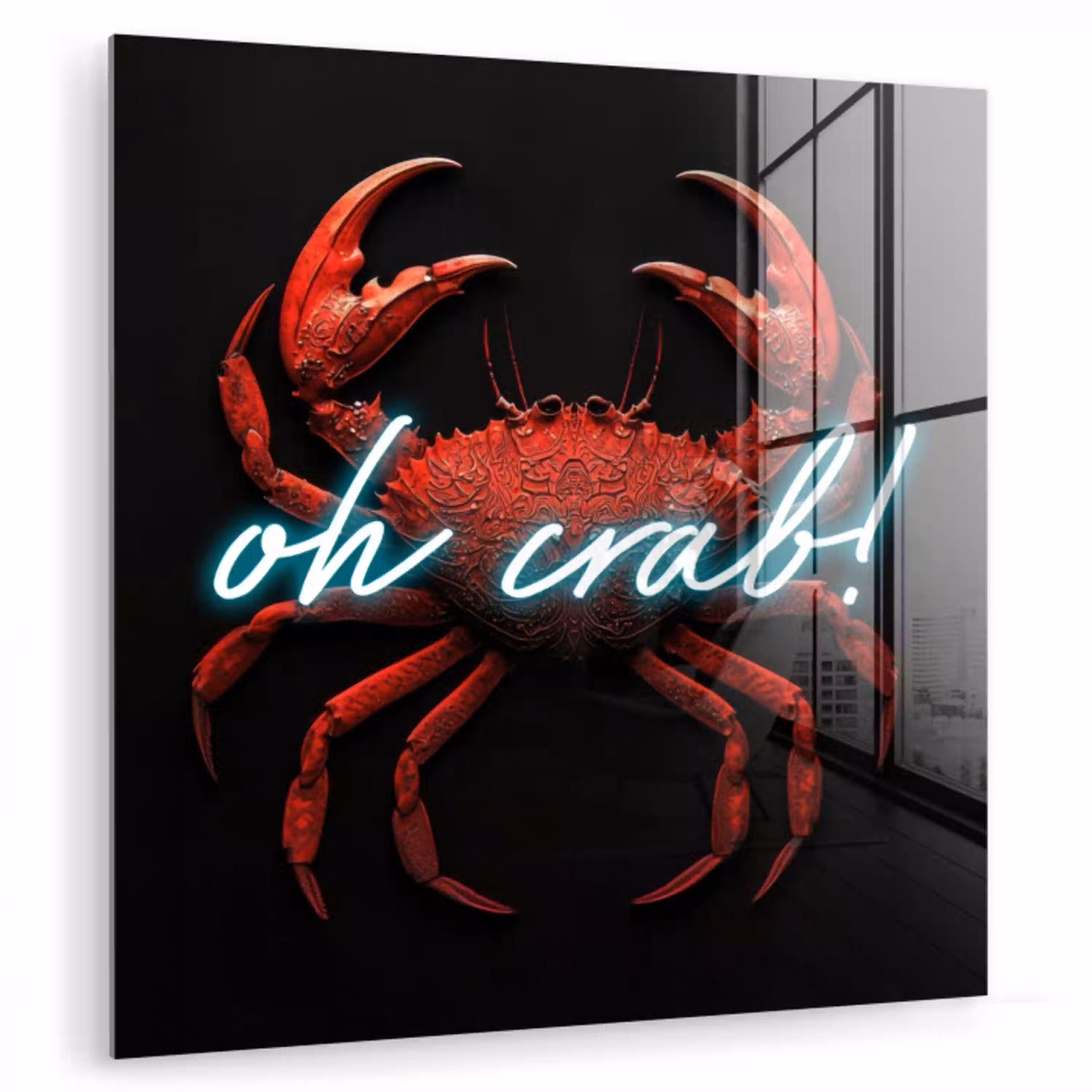 Krab - Rood - Neon - Quote plexiglas 5mm klein -zzzproduct_nieuw
