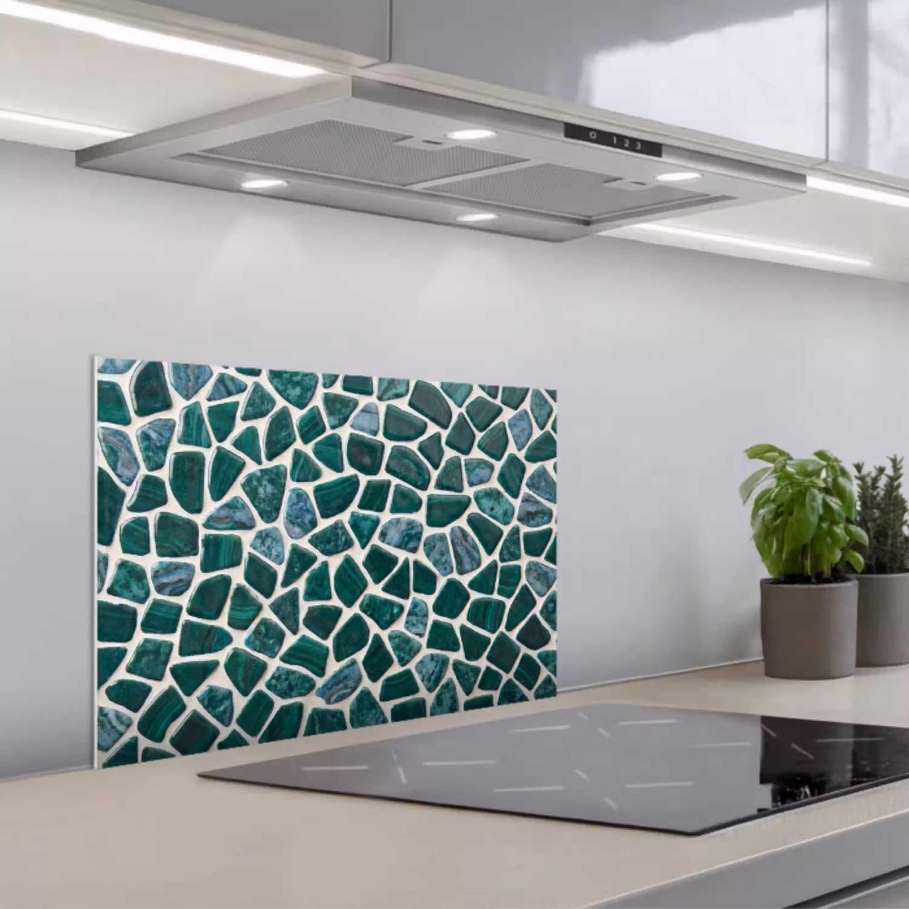 Textuur - Steen - Groen - Abstract - Patroon keuken achterwand spatscherm klein -3d_schuin