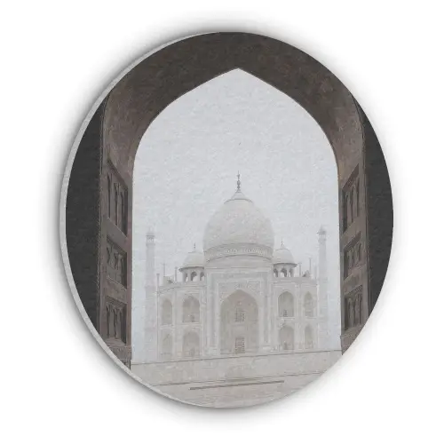 Poort - Symmetrische koepel - Minaretten - Moskee Akoestische PET Vilt - Rond klein -3d