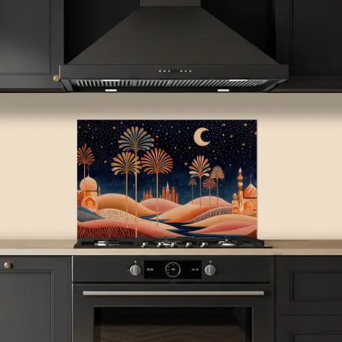 Sterrenhemel - Palmen - Rivier keuken achterwand spatscherm klein -sfeer1