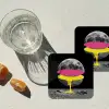 Maan - Geel - Roze - Zwart onderzetter kurk middel -sfeer4