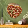 Pizza - Hart - Pepperoni - Tomaat Wandcirkel Organisch Plexiglas middel -sfeer2