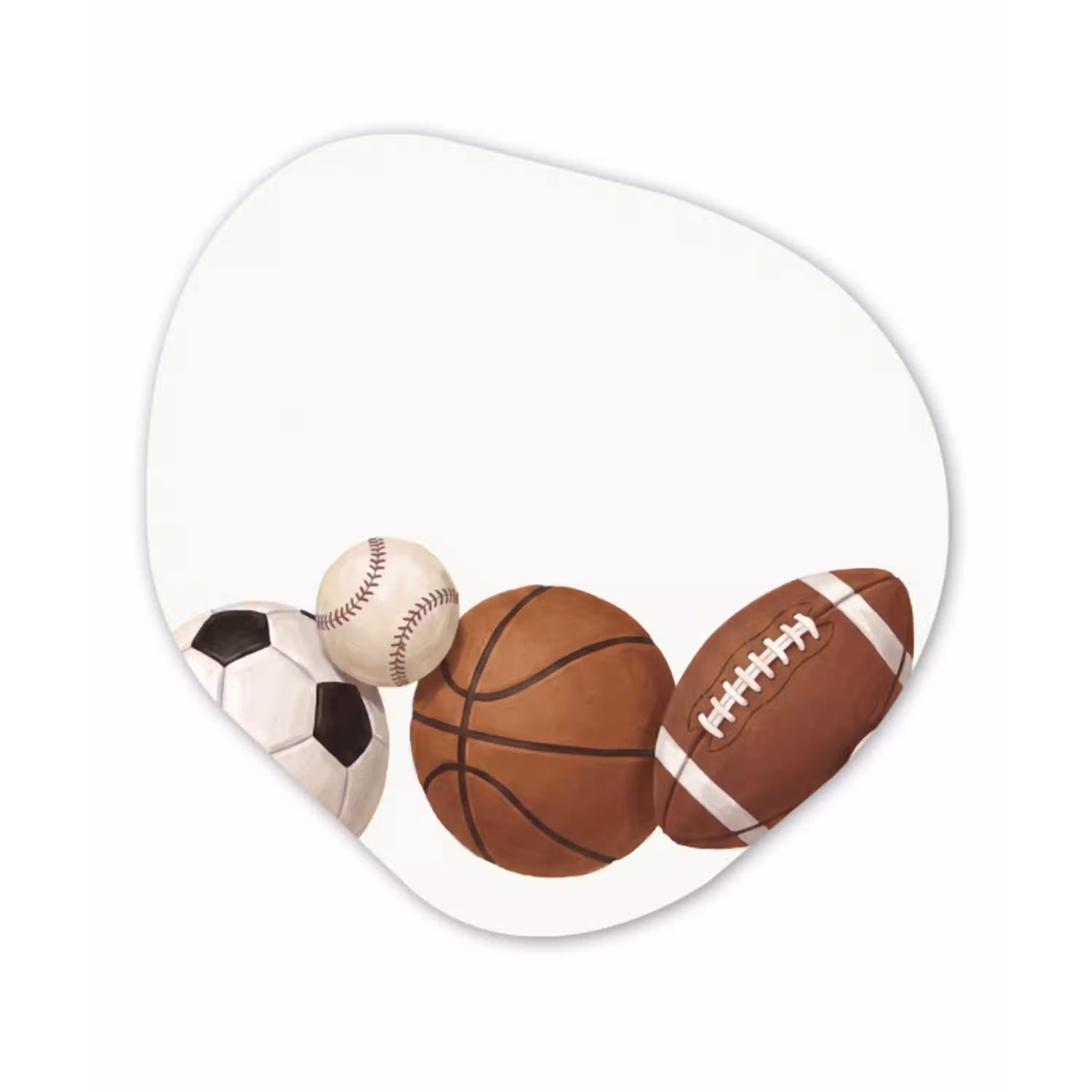 Sport - Ballen - Illustratie Wandcirkel Organisch Aluminium middel -3d