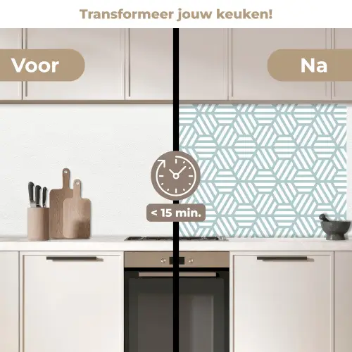 Groen - Geometrie - Patronen - Abstract keuken achterwand 2 middel 871 -voor-na2_NL