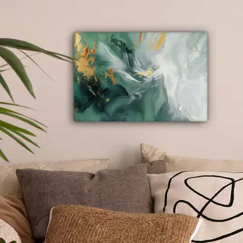 Groen - Modern - Marmer - Abstract canvas 2cm klein -sfeer1