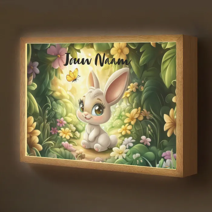 Konijn - Zonlicht - Sprookjesachtig - Vlinder Light Box met batterij (Wandlamp kind) middel -z3d_website