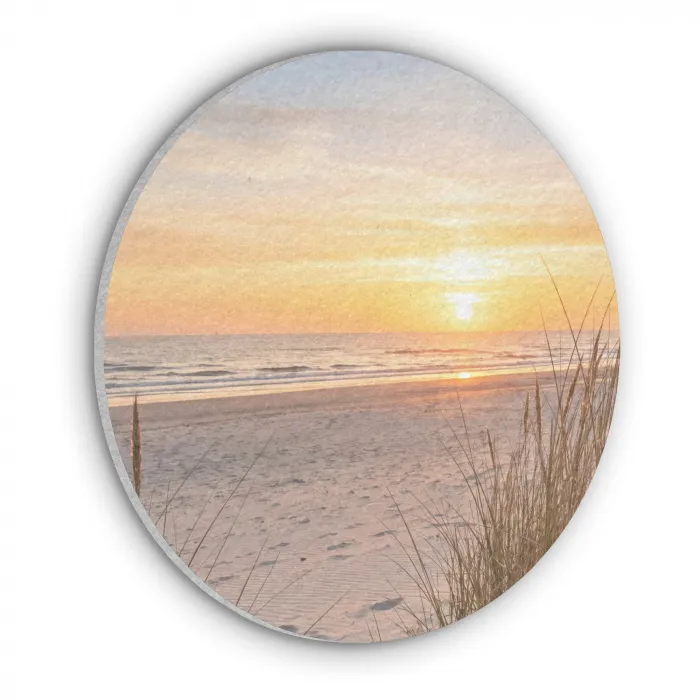 Zonsondergang - Duinen - Zee Akoestische PET Vilt - Rond klein -3d