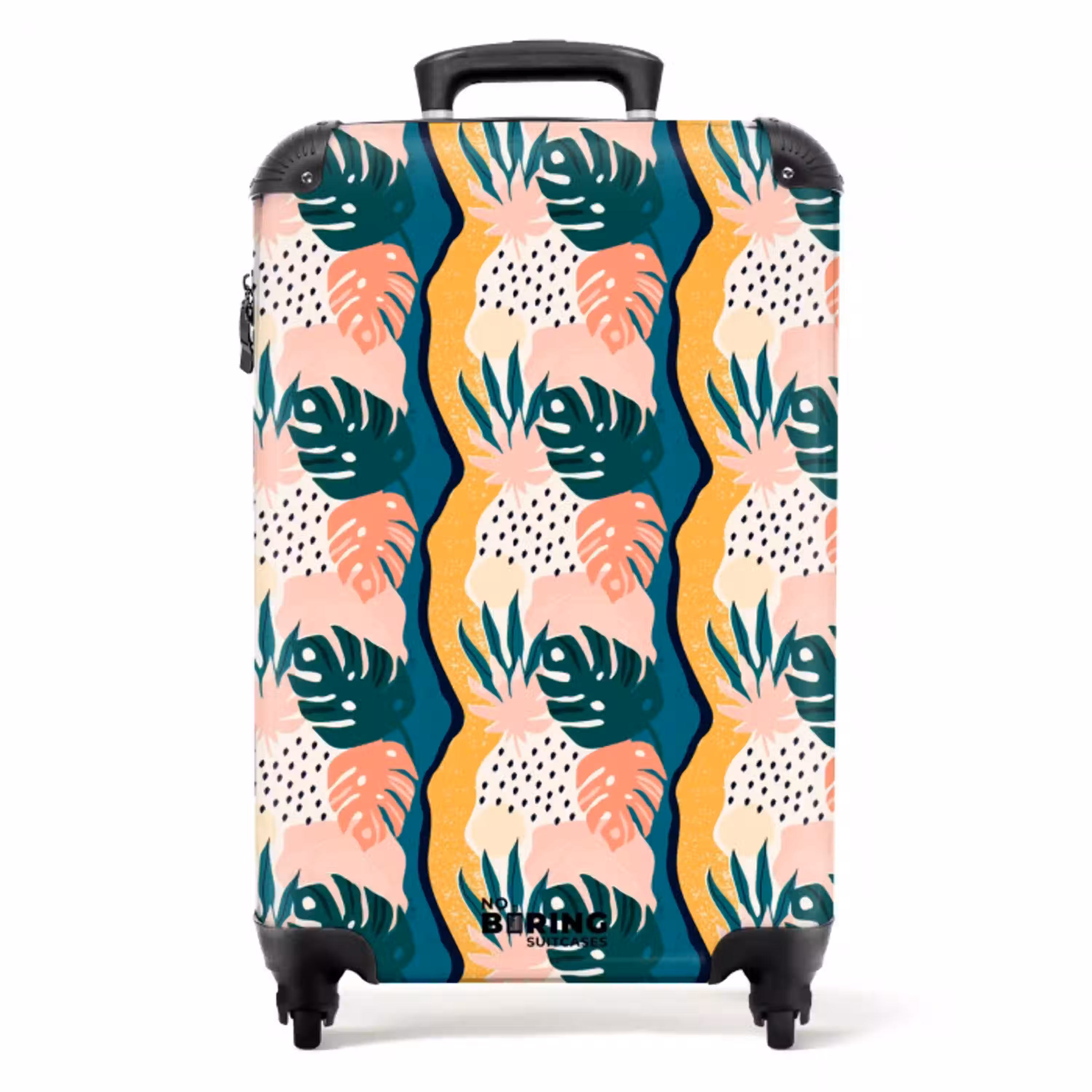 Monstera bladeren in diverse kleuren NBS - Handbagage koffer - Volwassenen Unisex middel -productfoto_recht