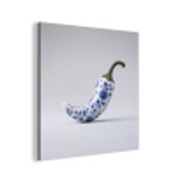 Chilipeper - Keramiek - Blauw aluminium wit klein -3d