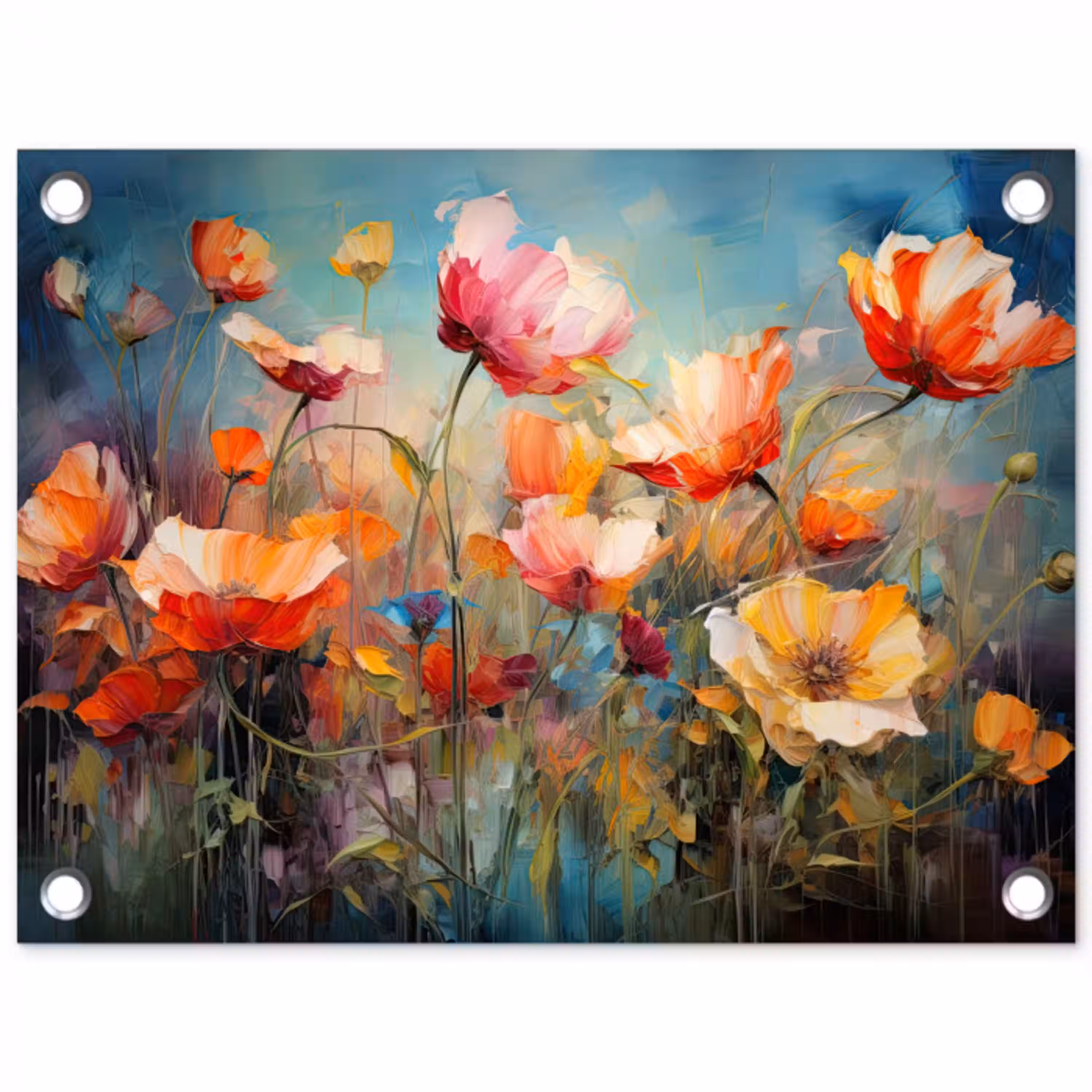 Bloemen - Watercolor - Kunst - Botanisch - Natuur tuinposter los doek klein -3d
