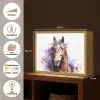 Paard - Dieren - Meisjes - Paars - Bruin Light Box met batterij (Wandlamp kind) middel -USP_websiteoverzichtNL