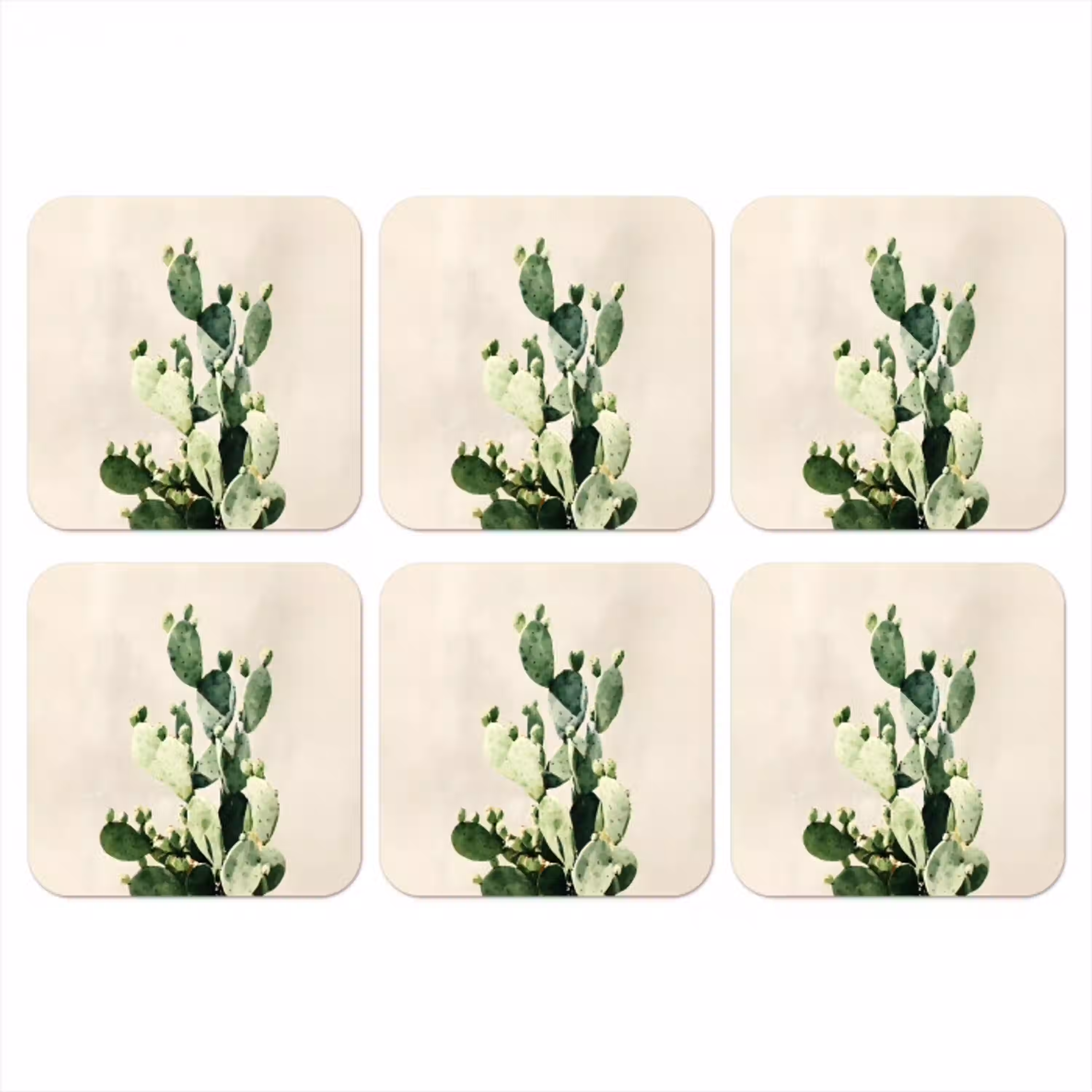 Cactus - Groen - Minimalistisch onderzetter kurk middel -3d