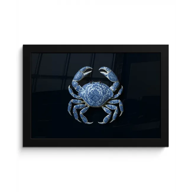 Krab - Delfts blauw - Dieren fotolijst zwart zonder passe partout klein -3d