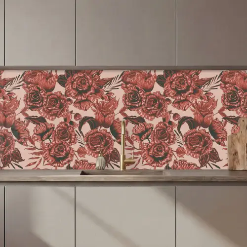 Roos - Patroon - Bloemen keuken achterwand 2 middel 871 zz_3dshopping