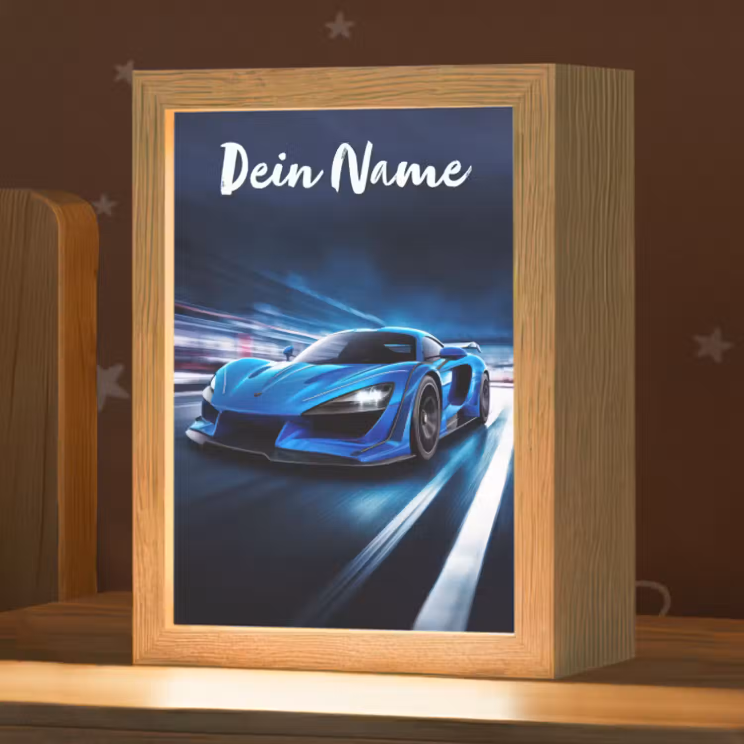 Nachtlicht Kinder mit Namen - Auto - Blau - Jungen - Kind