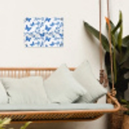 Vlinder - Bloemen - Blauw tuinposter los doek klein 239 -sfeer7