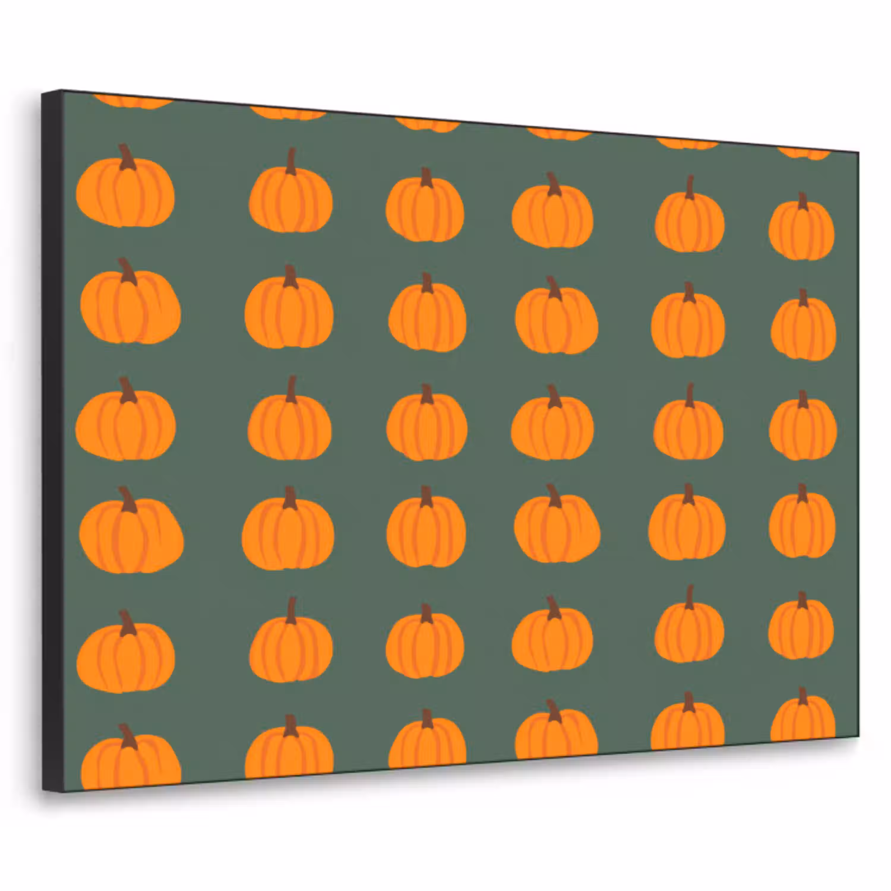 Pompoen - Patroon - Oranje Textielframe zwart klein 947 -3d