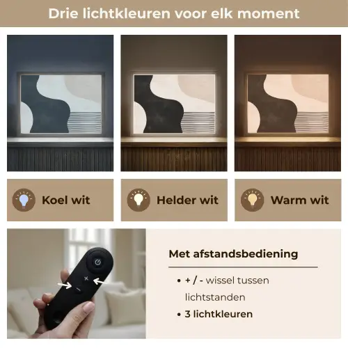 Abstract - Japandi - Beige - Modern Light Box met batterij (Wandlamp) middel -USP_lichtkleurNL