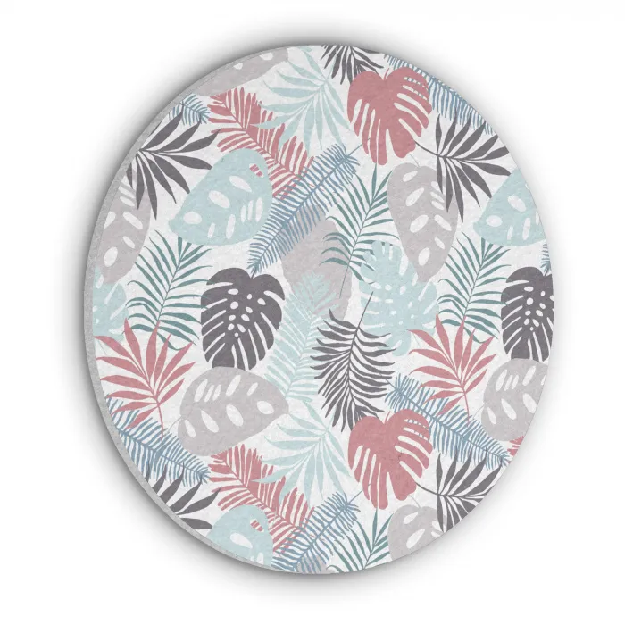 Monstera - Pastel - Bladeren - Tropical Akoestische PET Vilt - Rond klein -3d