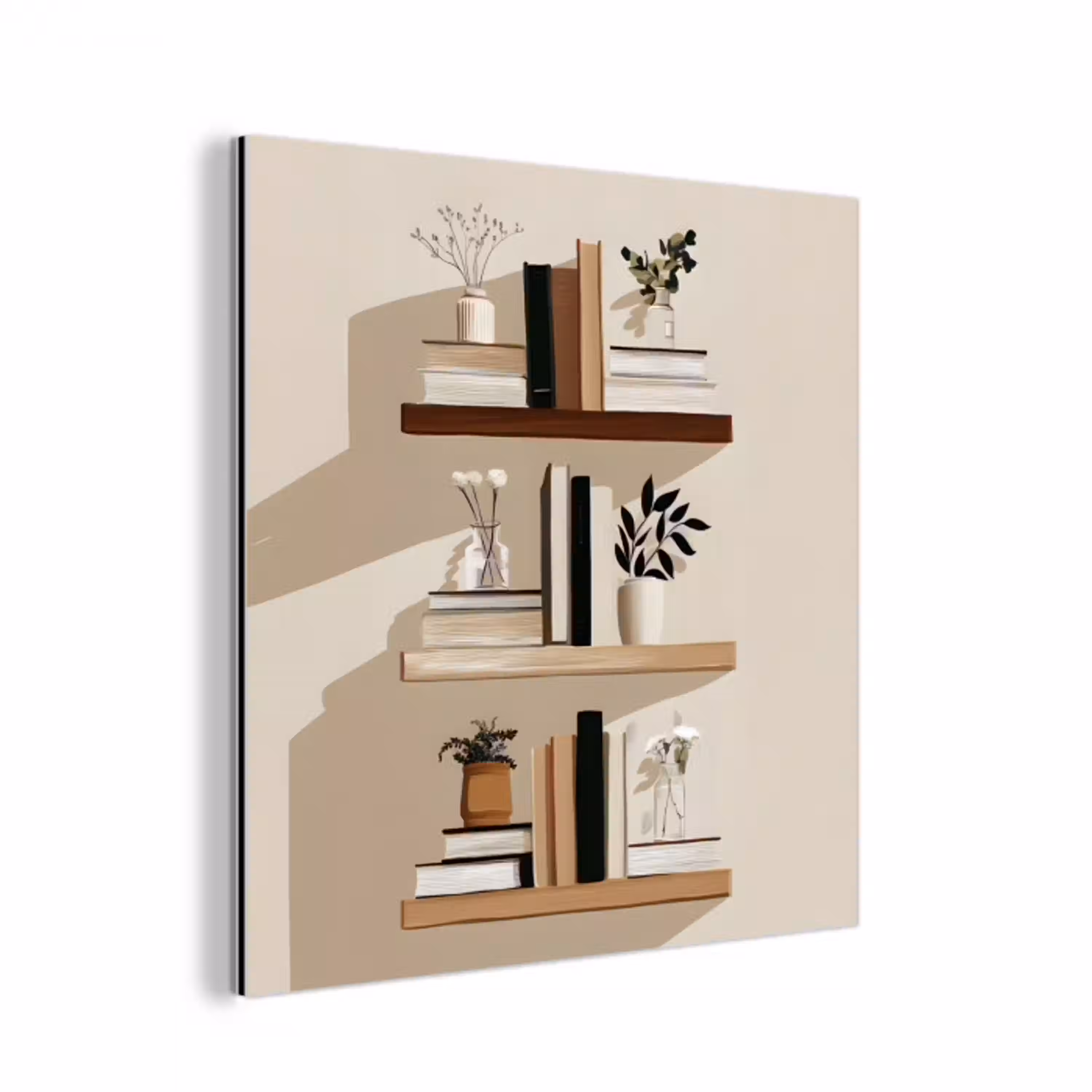 Plankjes - Boeken - Vaasjes - Planten aluminium wit klein -3d