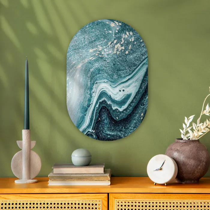 Edelstenen - Blauw - Natuur - Marmer - Abstract Wandcirkel Ovaal Forex klein -sfeer2