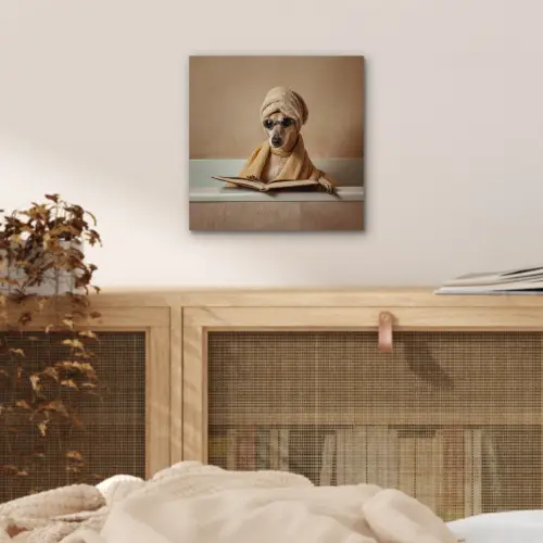 Bad - Hond - Boek - Zonnebril aluminium wit klein -sfeer3